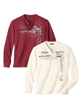 Lot de 2 Tee-Shirts Col Boutonné Loups - ATLAS FOR MEN