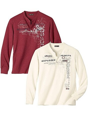 Lot de 2 tee-shirts col tunisien - atlas for men