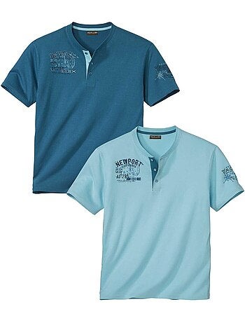 Lot de 2 Tee-Shirts Col Tunisien - ATLAS FOR MEN