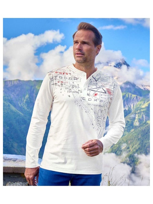 Lot de 2 Tee-Shirts Col Tunisien Boutonné Travel   - ATLAS FOR MEN - Kiabi