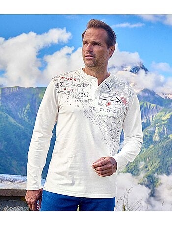 Lot de 2 tee-shirts col tunisien boutonné travel - atlas for men