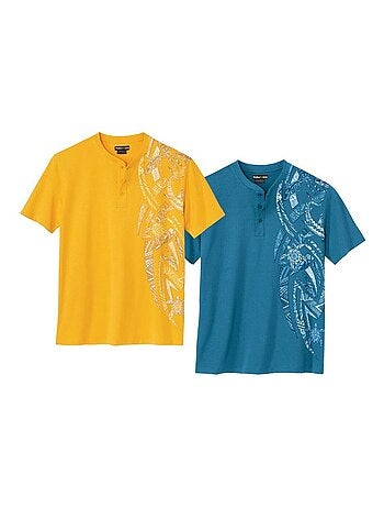 Lot de 2 Tee-Shirts Col Tunisien Maori - ATLAS FOR MEN