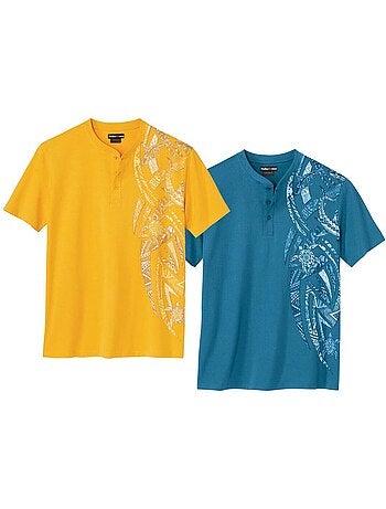 Lot de 2 tee-shirts col tunisien maori - atlas for men
