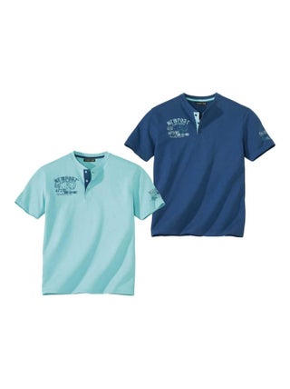Lot de 2 Tee-Shirts Col Tunisien Nautic   - ATLAS FOR MEN