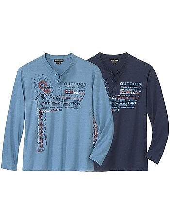 Lot de 2 tee-shirts col tunisien - atlas for men