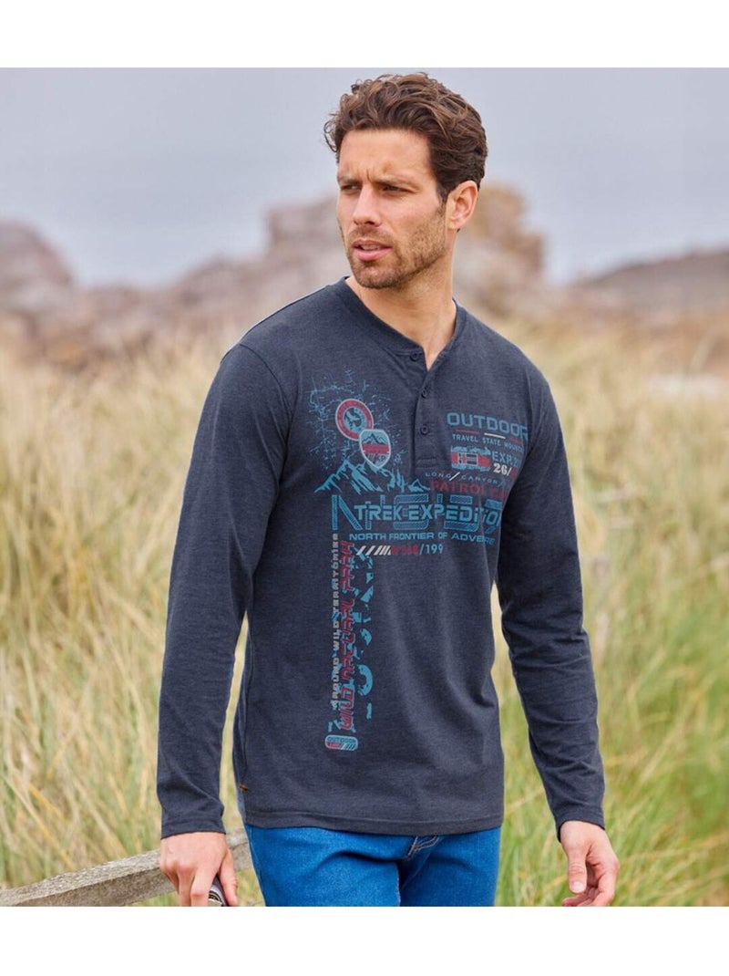 Lot de 2 tee-shirts col tunisien passion outdoor  - atlas for men Bleu Bleu - Kiabi