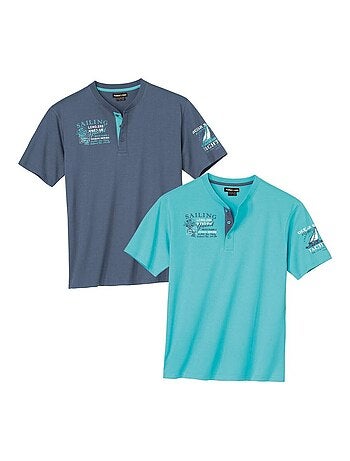 Lot de 2 Tee-Shirts Col Tunisien Sailing - ATLAS FOR MEN