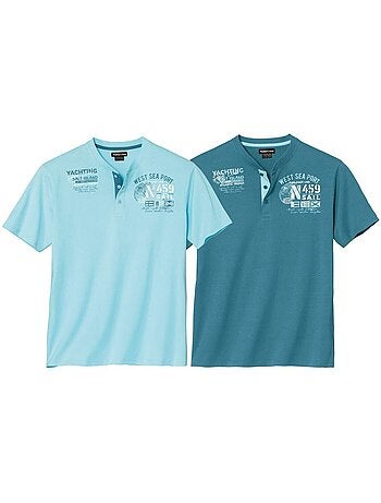 Lot de 2 tee-shirts col tunisien maori - atlas for men