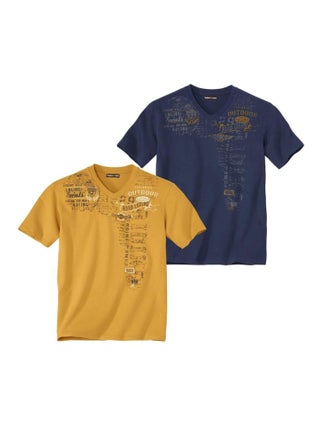Lot de 2 Tee-Shirts Col V Evasion   - ATLAS FOR MEN