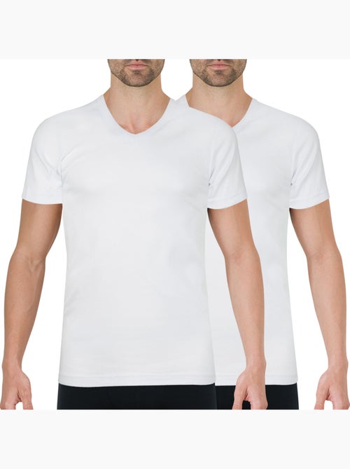 Lot de 2 tee-shirts col V homme Coton Bio Athena - Kiabi