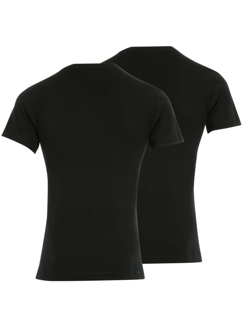 Lot de 2 Tee shirts col V homme Coton Bio Athena Noir Noir - Kiabi