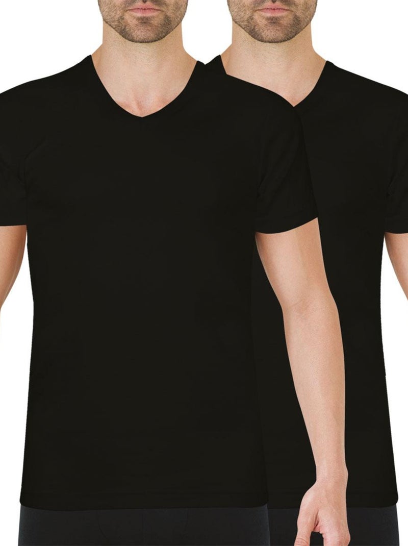 Lot de 2 tee-shirts col V homme Easy Color Noir - Kiabi