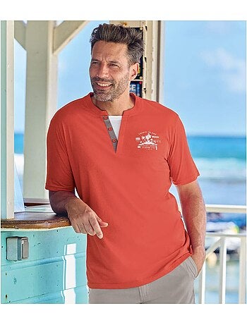 Lot de 2 tee-shirts double col iles tropicales - atlas for men