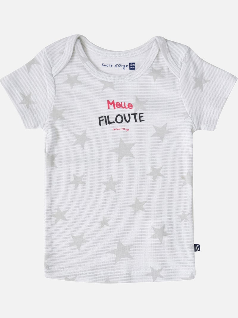 LOT DE 2 TEE SHIRTS FILLE ERMANDA Blanc Rose - Kiabi