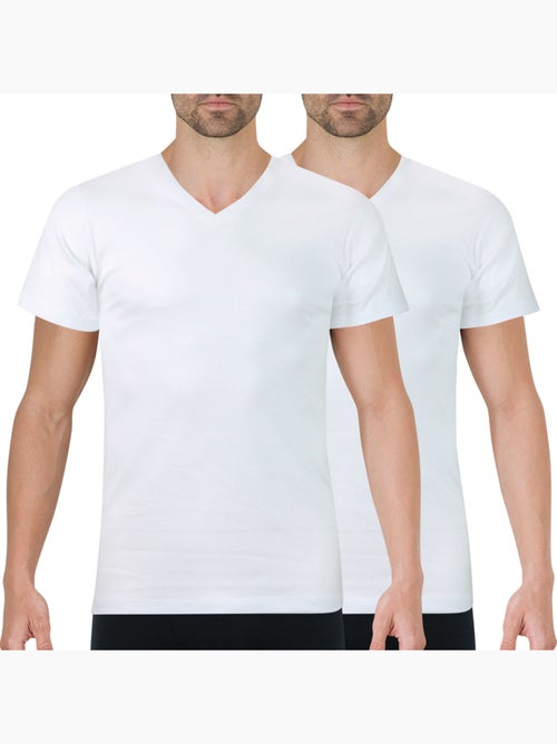 Lot de 2 Tee-shirts homme col V Ecopack Athena - Kiabi