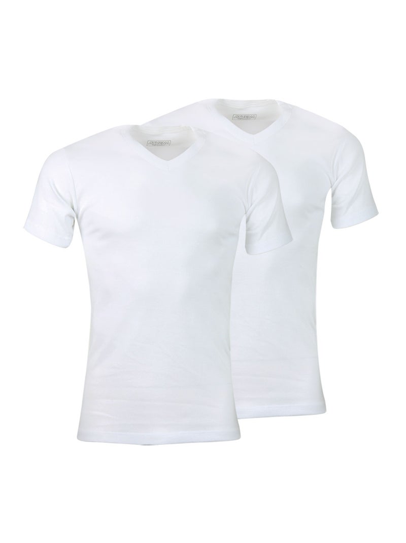 Lot de 2 Tee-shirts homme col V Ecopack Athena Blanc Blanc - Kiabi
