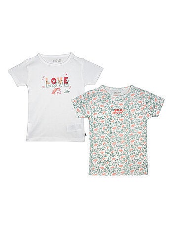 LOT DE 2 TEE SHIRTS JUSTINA MANCHES COURTES ENFANT