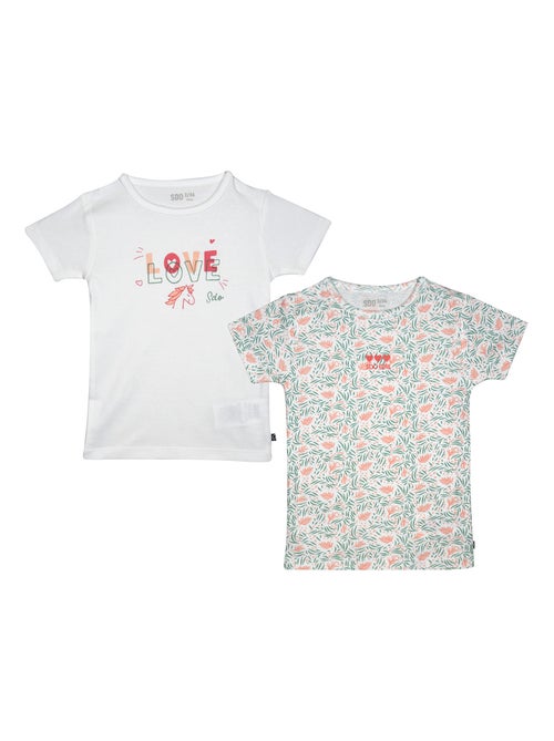 LOT DE 2 TEE SHIRTS JUSTINA MANCHES COURTES ENFANT - Kiabi