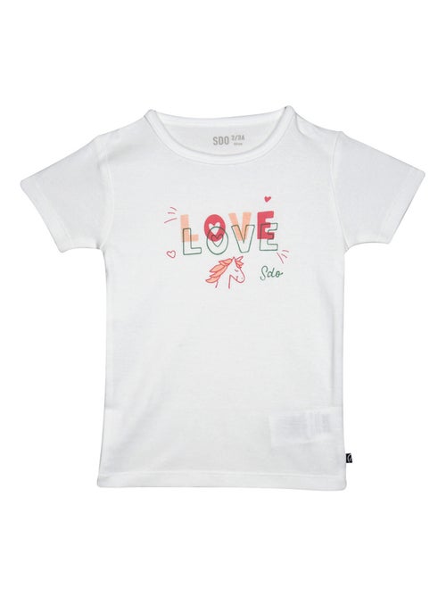 LOT DE 2 TEE SHIRTS JUSTINA MANCHES COURTES ENFANT - Kiabi