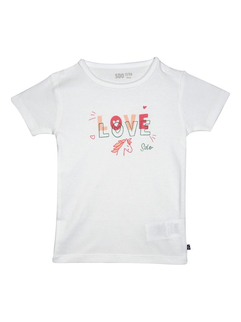 LOT DE 2 TEE SHIRTS JUSTINA MANCHES COURTES ENFANT Rose - Kiabi