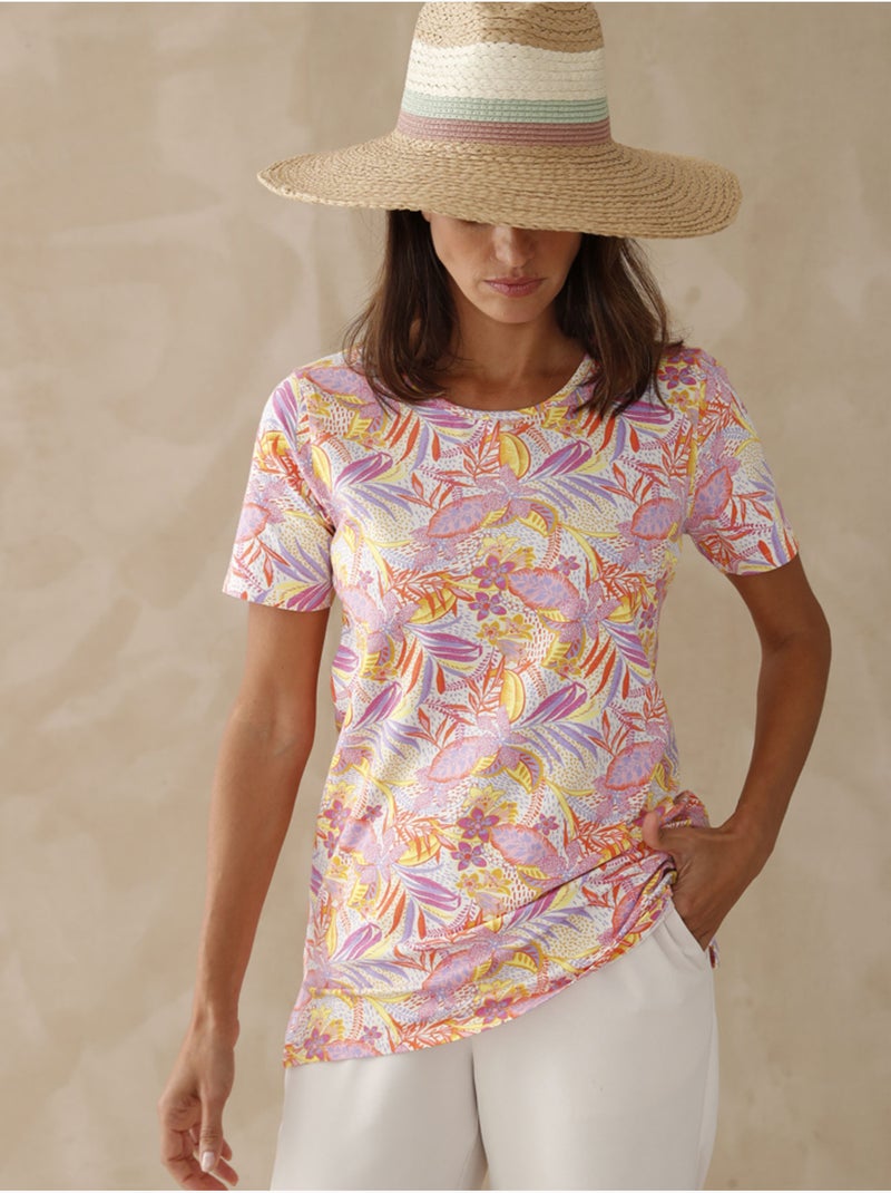 Lot de 2 tee-shirts manches courtes - DAXON Blanc/Multirose - Kiabi
