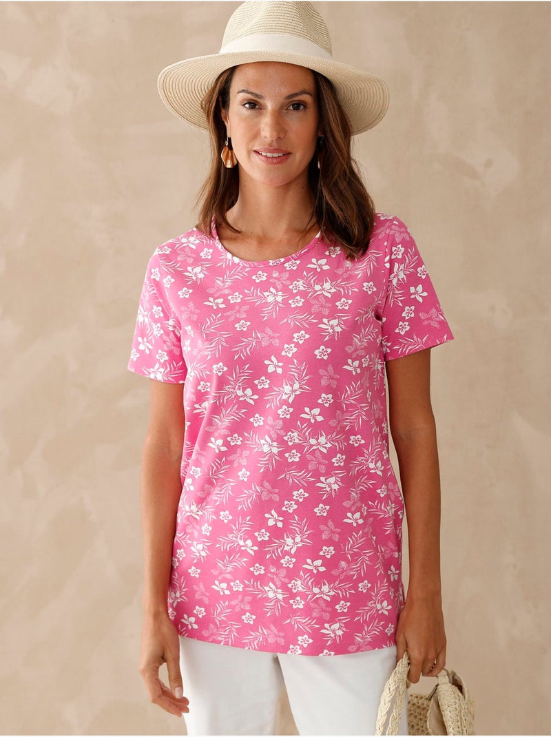 Lot de 2 tee-shirts manches courtes - DAXON Blanc/Multirose - Kiabi