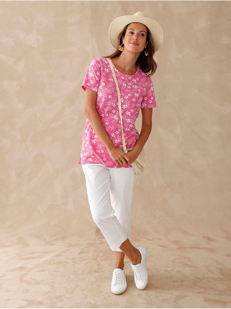Lot de 2 tee-shirts manches courtes - DAXON Blanc/Multirose - Kiabi