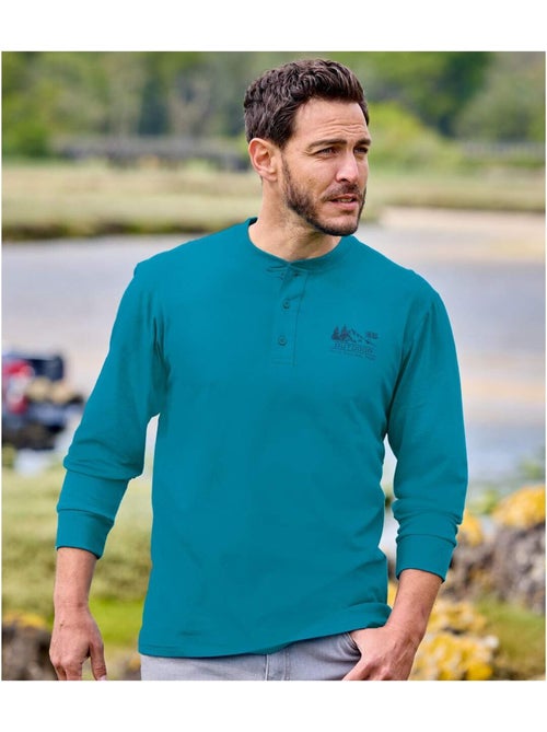 Lot de 2 Tee-Shirts Manches Longues Col Tunisien   - ATLAS FOR MEN - Kiabi