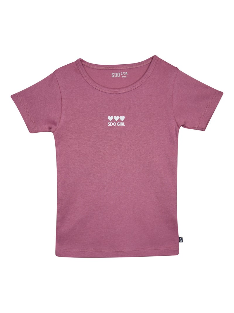LOT DE 2 TEE SHIRTS MARIANA MANCHES COURTES ENFANT Violet - Kiabi