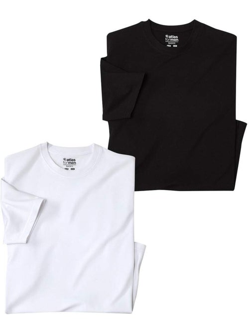 Lot de 2 Tee-Shirts MC Col Rond Unis  - ATLAS FOR MEN - Kiabi