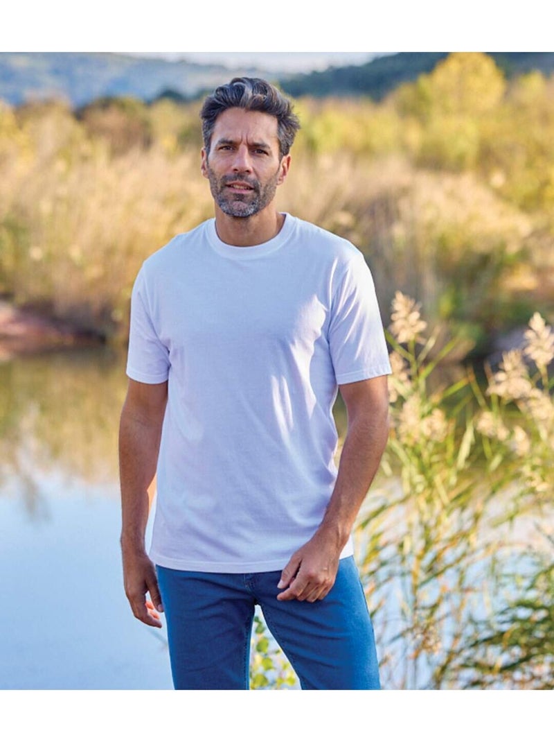 Lot de 2 Tee-Shirts MC Col Rond Unis  - ATLAS FOR MEN Blanc Noir - Kiabi