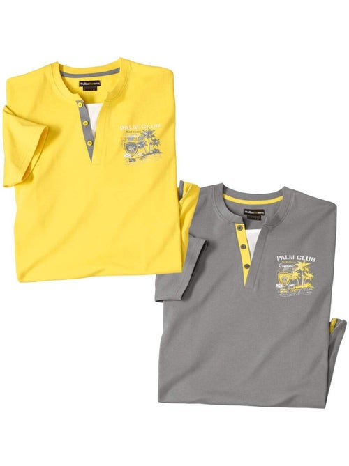 Lot de 2 Tee-Shirts Palm Club   - ATLAS FOR MEN - Kiabi