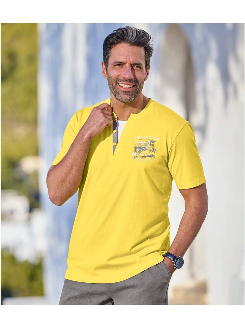 Lot de 2 Tee-Shirts Palm Club   - ATLAS FOR MEN Gris Jaune - Kiabi