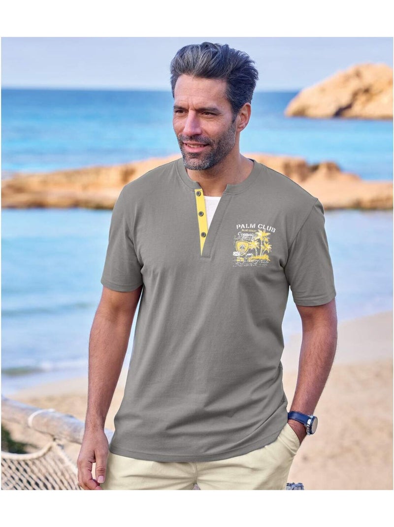 Lot de 2 Tee-Shirts Palm Club   - ATLAS FOR MEN Gris Jaune - Kiabi