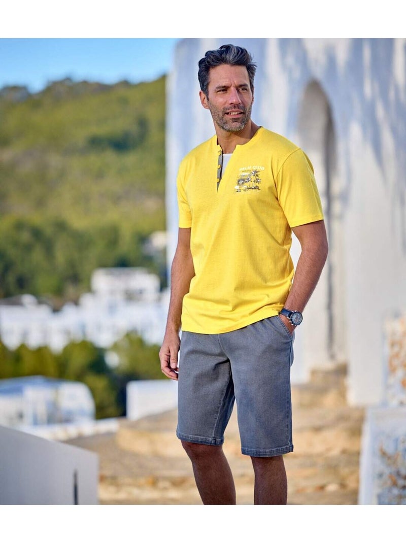 Lot de 2 Tee-Shirts Palm Club   - ATLAS FOR MEN Gris Jaune - Kiabi