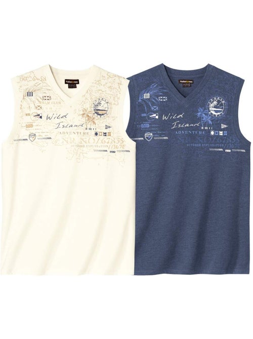 Lot de 2 Tee-Shirts Sans Manches Adventure - ATLAS FOR MEN - Kiabi Lot de 2 Tee-Shirts Sans Manches Adventure - ATLAS FOR MEN - Kiabi