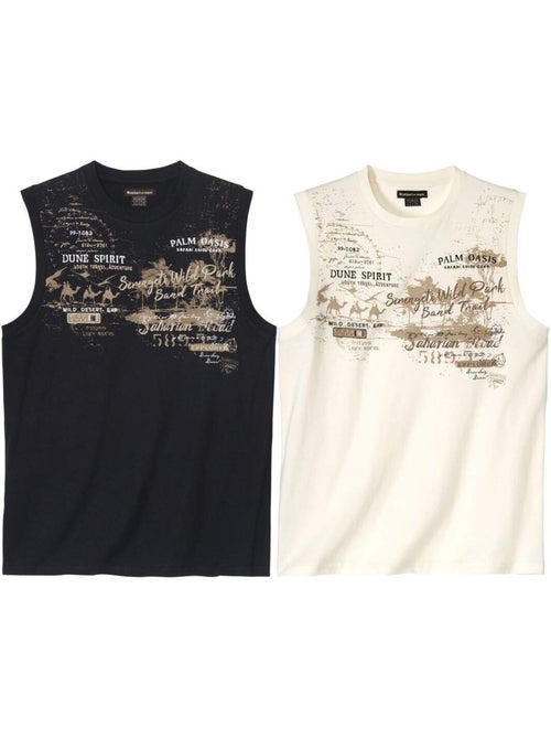Lot de 2 Tee-Shirts Sans Manches Saharian Road   - ATLAS FOR MEN - Kiabi