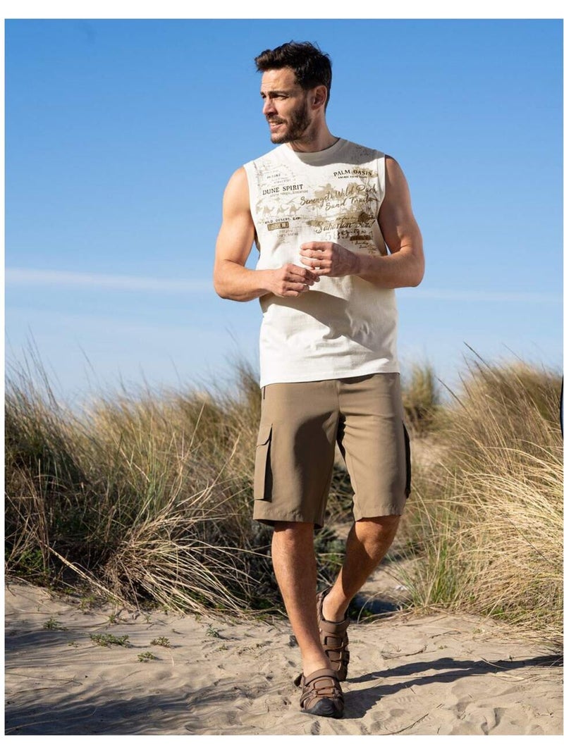 Lot de 2 Tee-Shirts Sans Manches Saharian Road   - ATLAS FOR MEN Blanc Noir - Kiabi