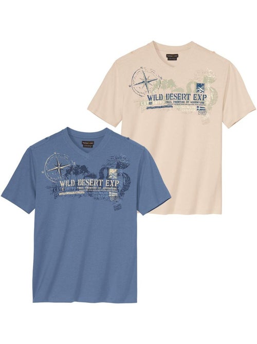 Lot de 2 Tee-shirts Wild Desert   - ATLAS FOR MEN - Kiabi