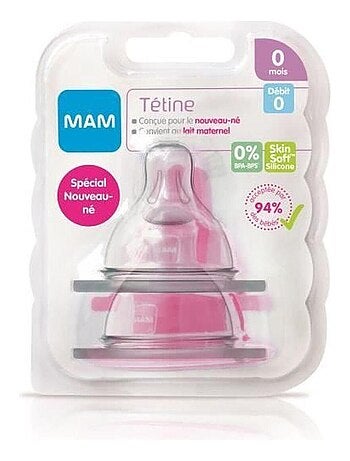 Lot de 2 tétines débit 0 extra lent (0-6 mois)