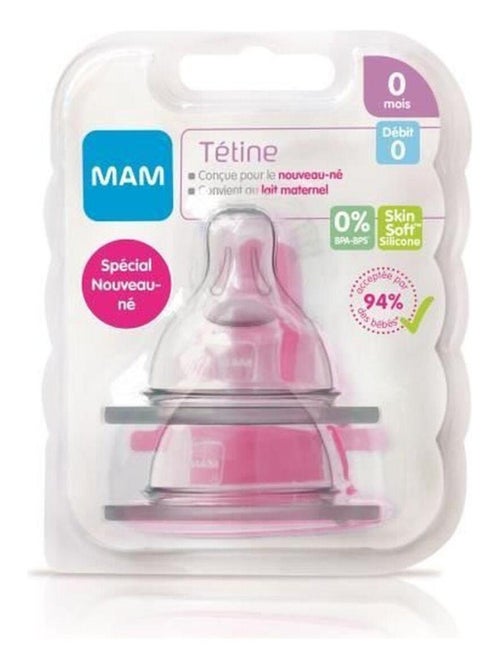 Lot de 2 tétines débit 0 extra lent (0-6 mois) - Kiabi