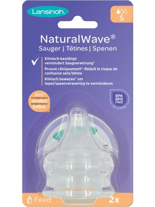 Lot de 2 tétines Natural Wave® spécial allaitement débit lent - Kiabi