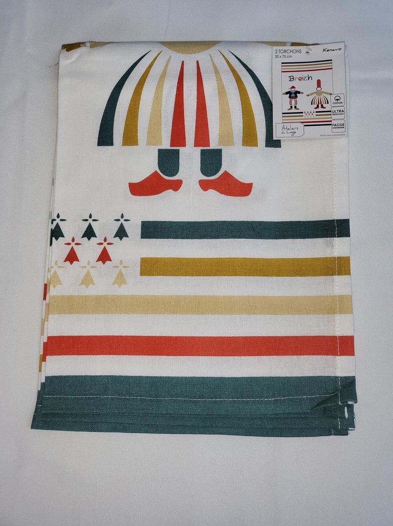 Lot de 2 torchon Couple de bigouden Multicolore - Kiabi