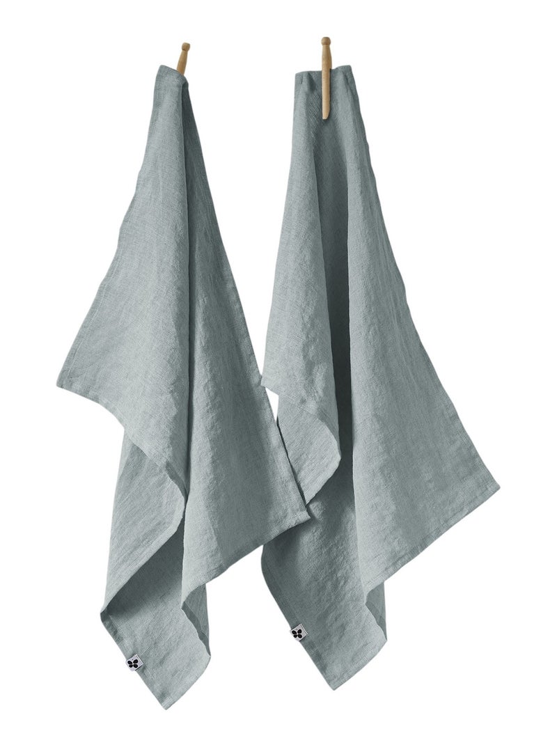 Lot de 2 torchon essuie-vaisselle lin Collection Soline Bleu - Kiabi