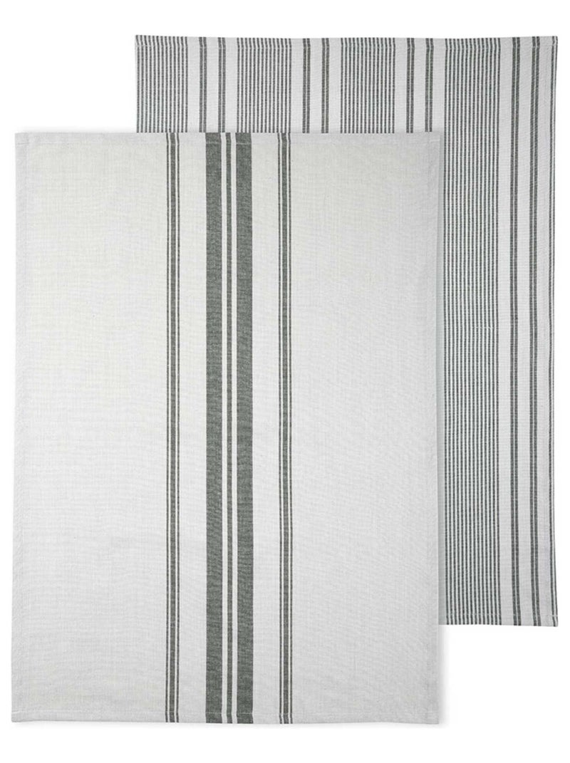 Lot de 2 torchons 50x70 Chaumont naturel coton Gris - Kiabi