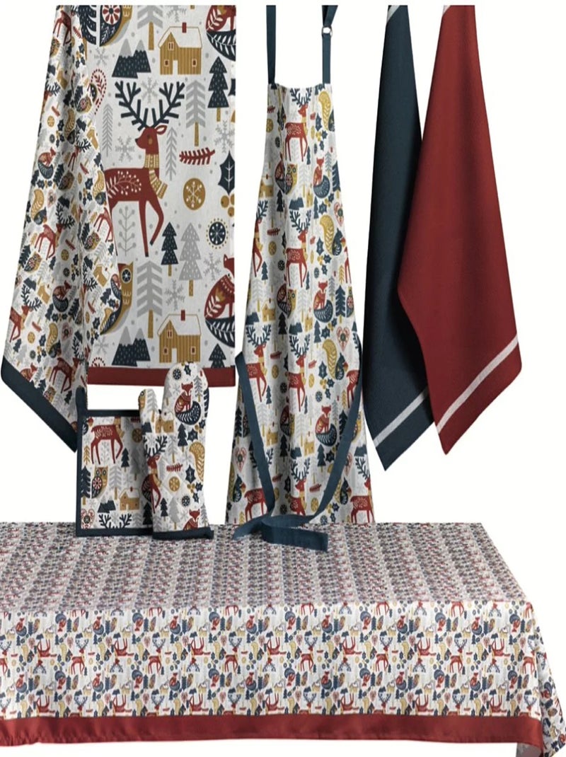 Lot de 2 torchons Animaux d hiver Marron - Kiabi