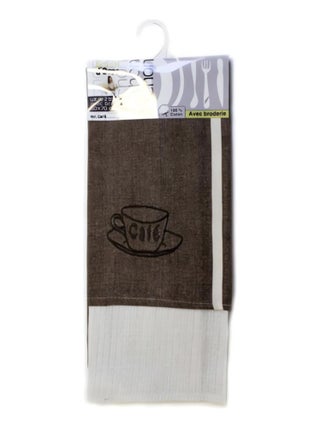 Lot de 2 torchons brodés CAFE en coton