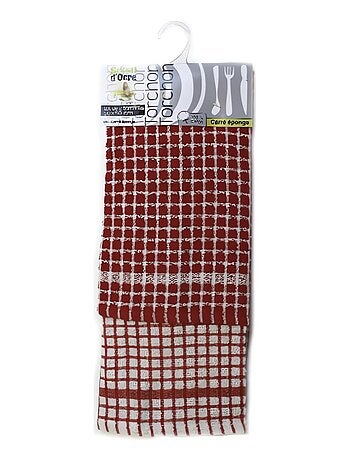 Lot de 2 torchons CARRE EPONGE rouge