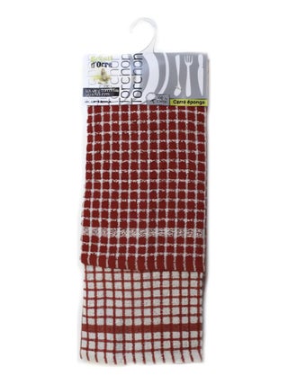 Lot de 2 torchons CARRE EPONGE rouge
