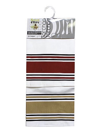 Lot de 2 torchons coton CUISINE rouge et beige